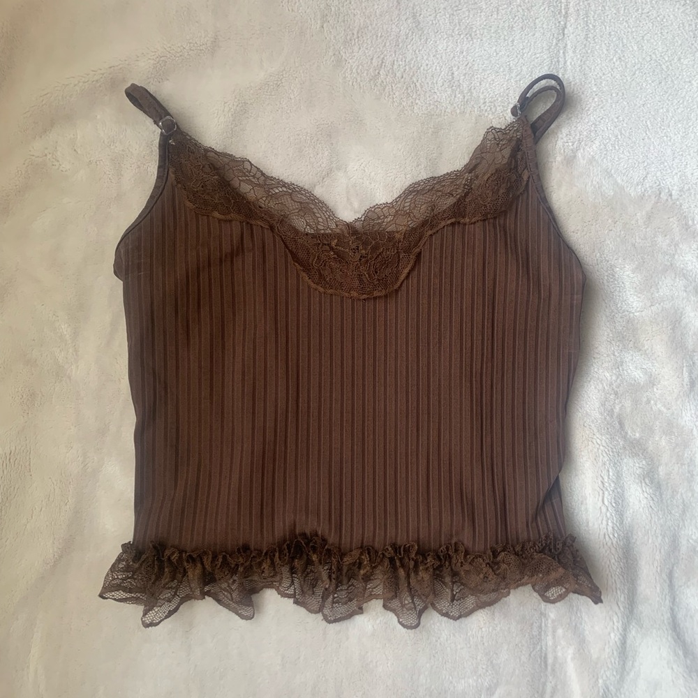 Brown Laced Crop Top